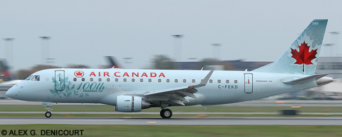 Air Canada Embraer E175 (Ice Blue Livery With 100th Embraer E175 Titles)