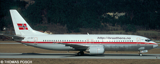 Braathens Safe Boeing 737-400 (With http://braathens.no Titles)