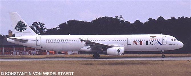 Middle East Airlines (MEA) Airbus A321 (White Livery)