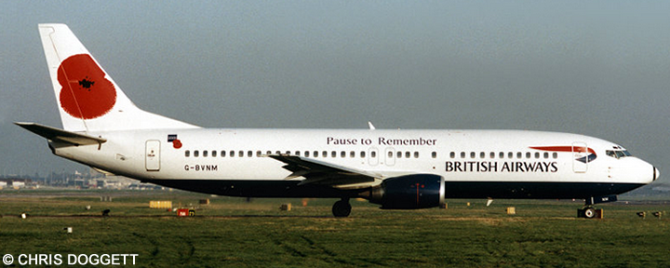 British Airways Boeing 737-400 (Pause to Remember Livery)