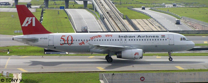 Indian Airlines Airbus A320 (With 50 Years of Flying Decal)
