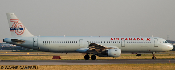 Air Canada Airbus A321 (Ice Blue Livery With 70th Anniversary Tail)