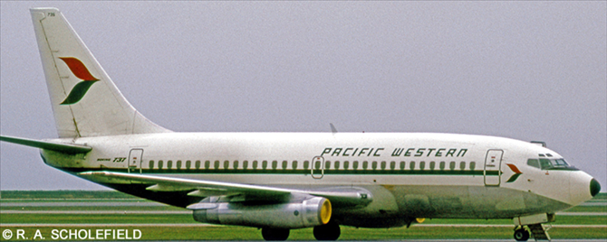 Pacific Western Airlines PWA Boeing 737-200 (Old '60s Pinstripe Livery)
